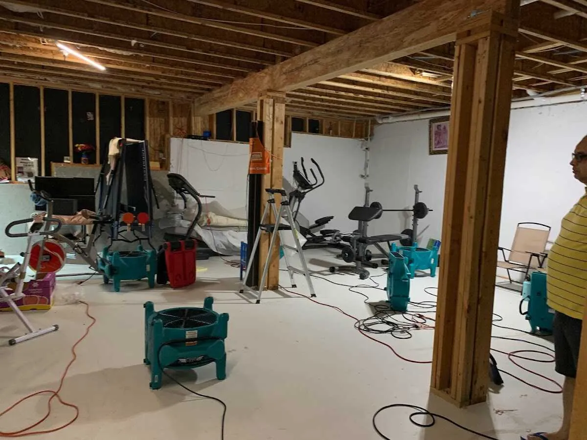 Basement drying equipment setup for Contents Cleaning & Restoration in Batavia